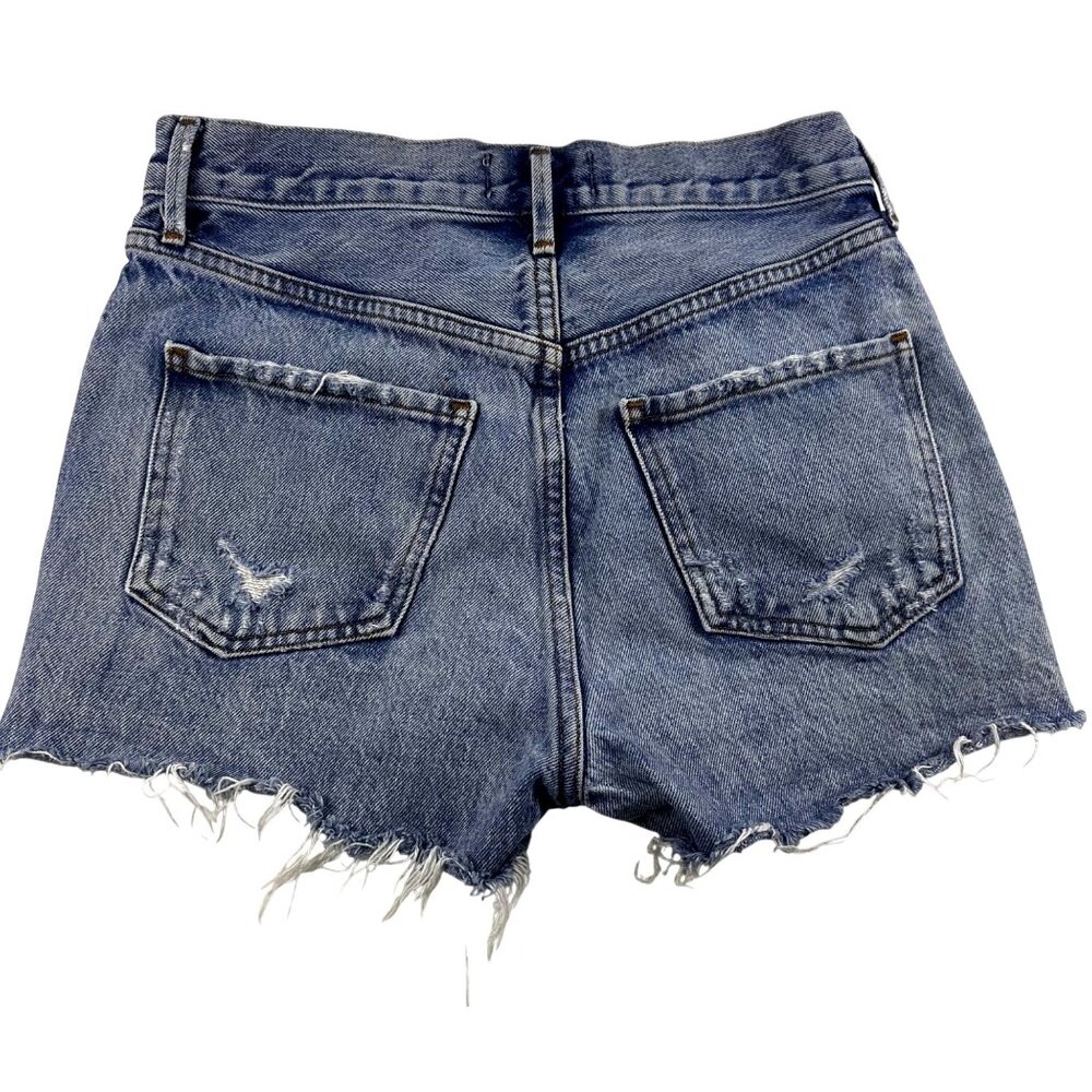 AGOLDE Denim Cutoff Shorts Womens 24 Blue High Rise Button Fly Distressed - Picture 2 of 9